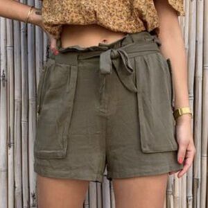 ZARA  Twill High Waist Paper-Bag Short